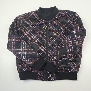 Apple Jacket Mens Large Black WWDC20 Reversible Emoji Plaid Nylon Zip Bomber